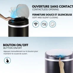 KITCHEN MOVE - Poubelle de cuisine automatique soho noir acier inoxydable 42 l