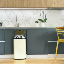KITCHEN MOVE - Poubelle de cuisine automatique largo beige acier inoxydable 42 l