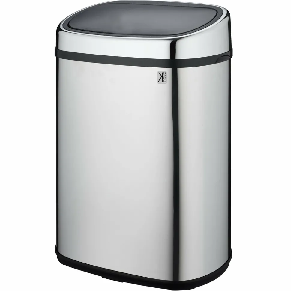 KITCHEN MOVE - Poubelle de cuisine push city argent acier inoxydable 48 l