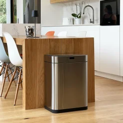 KITCHEN MOVE - Poubelle de cuisine automatique upper gris acier inoxydable 60 l