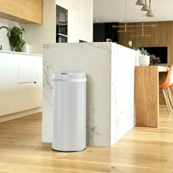 KITCHEN MOVE - Poubelle de cuisine automatique soho blanc acier inoxydable 42 l