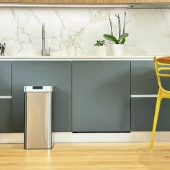 KITCHEN MOVE - Poubelle de cuisine automatique silverlake argent acier inoxydable 60 l