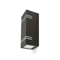 KOBI - Applique murale de façade rectangle design noir éclairage haut / bas avec diffuseur blanc pour ampoule gu10