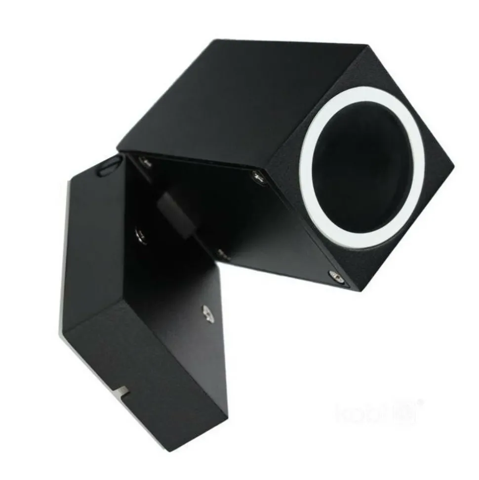 KOBI - Applique murale orientable noir carré en aluminium 165mm design extérieur pour ampoule gu10