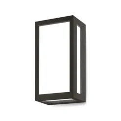 KOBI - Applique murale rectangle anthracite 10w 4000k + diffuseur blanc 205mm ip54 extérieur