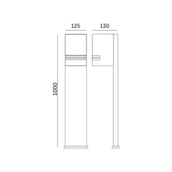 KOBI - Borne extérieur rectangle aluminium gu10 noir 100cm 230v ip44 professionnel