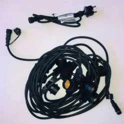 KOBI - Guirlande guinguette câble noir 10m 10 porte ampoule e27 extensible