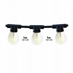 KOBI - Guirlande guinguette câble noir 10m 10 porte ampoule e27 extensible