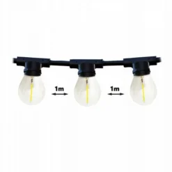 KOBI - Guirlande guinguette câble noir 20m 20 portes ampoules e27 ip44 extérieur extensible