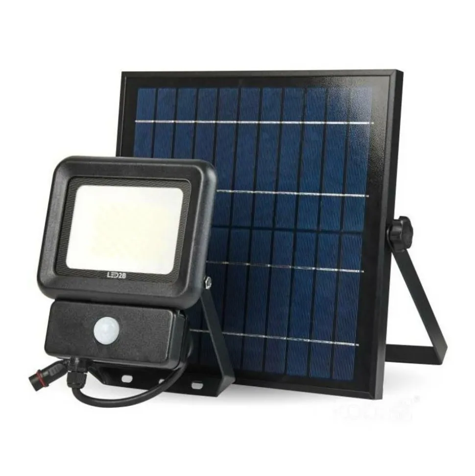 KOBI - Projecteur solaire 30w 2100 lumens professionnel détecteur de mouvement led blanc froid 6500k extérieur