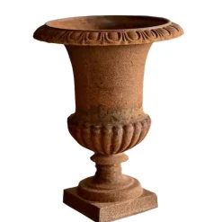 LA GRANDE PRAIRIE - Petit vase médicis fonte rouille 34x34x43cm