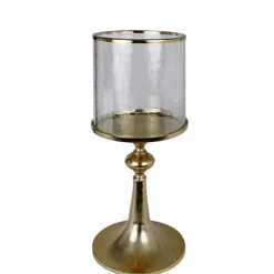 LA GRANDE PRAIRIE - Photophore sur pied en aluminium doré 33x33x80cm