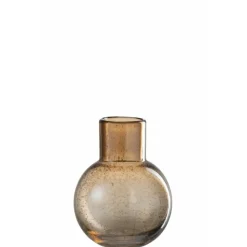 LANA DECO - Vase boule design en verre "goulot" 19cm marron