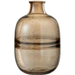 LANA DECO - Vase rond design "nervures" 29cm ambre