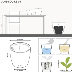 LECHUZA - Pot Classico Premium, coloris blanc D.35cm