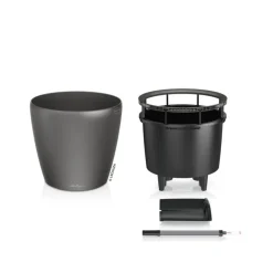 LECHUZA - Pot Classico Premium LS, coloris anthracite métallisé D.21cm