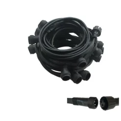 LEDMAXX - Guirlande guinguette 10m 10 douilles e27 ip65 extérieur connectable câble plat noir professionnelle