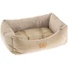 Lit chiens et chats couchage chester 60, avec coussin double-face, tweed et velours, lavable, beige