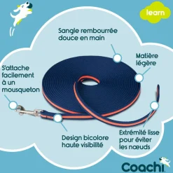 Longe coachi bleue marine et corail : 10 m