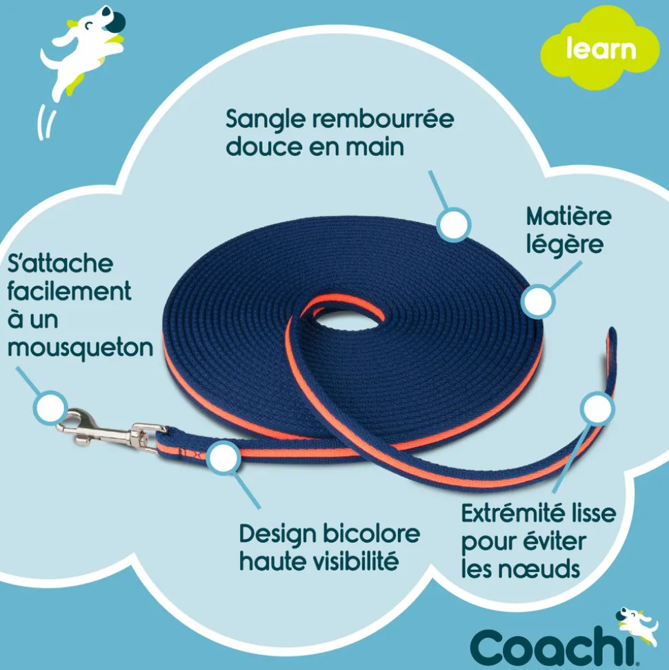 Longe coachi bleue marine et corail : 10 m