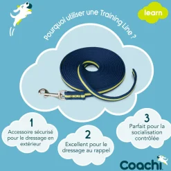 Longe coachi bleue marine et citron : 5 m
