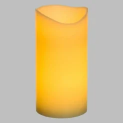 LOTTI - Bougie en cire naturelle ivoire à piles 2 led blanc chaud effet flamme h20cm l10cm timer lotti