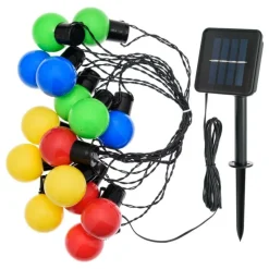 LOTTI - Guirlande guinguette solaire 6m 15 ampoules superled g50 multicolore pas cher lotti