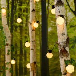 LOTTI - Guirlande guinguette solaire 6m 15 ampoules superled g50 blanc chaud opaque pas cher lotti