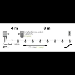 LOTTI - Guirlande guinguette solaire 8m avec câble illuminé 20 ampoules led 50cm lotti