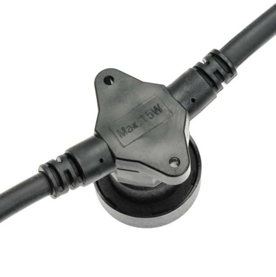 LOTTI - Guirlande guinguette 5m 8 douilles e27 câble noire prolongeable ip44 luxa 230v lotti