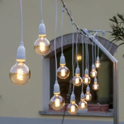 LOTTI - Guirlande guinguette stalactite 5m hauteur 70cm 8 douilles e27 cable blanc luxa 230v ip44 lotti