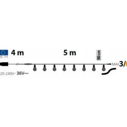 LOTTI - Guirlande guinguette vintage extérieur filament spirale blanc chaud basse tension 36v 5m 10 led extensible lotti