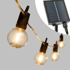 LOTTI - Guirlande guinguette solaire 5m 12 ampoules g40 e12 filament led blanc chaud lotti