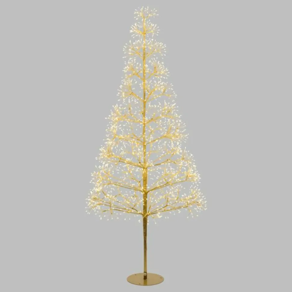LOTTI - Sapin lumineux rich champagne h180cm 1800 microled flashled avec rameaux lotti