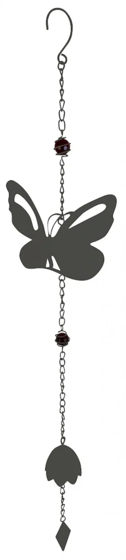 LOUIS MOULIN - Carillon en forme de papillon avec perles - anthracite