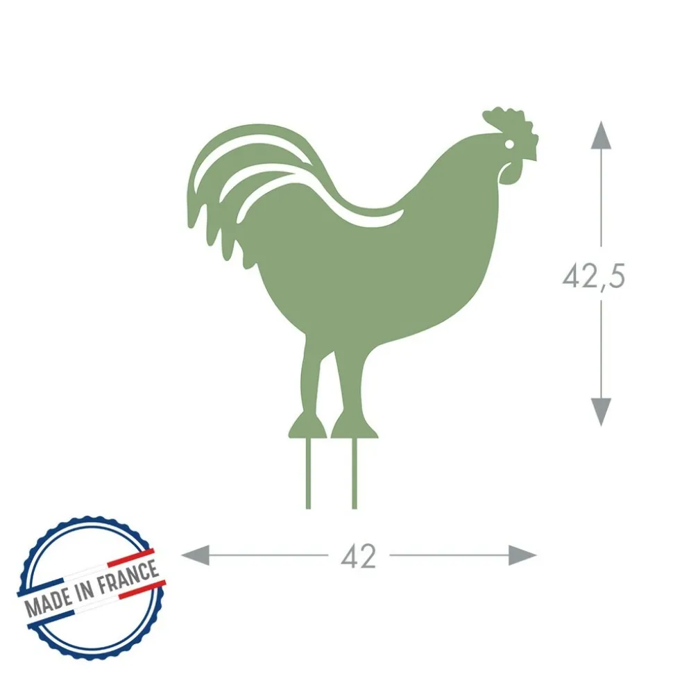 LOUIS MOULIN - Figurine à piquer coq - 42,5x42 cm - vert clair
