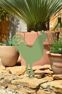 LOUIS MOULIN - Figurine à piquer coq - 42,5x42 cm - vert clair