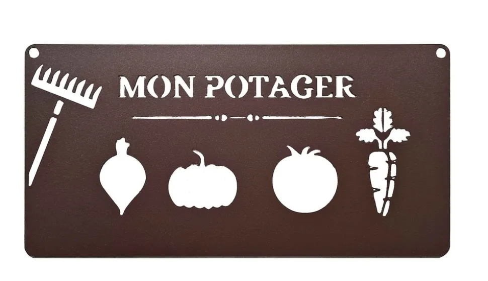 LOUIS MOULIN - Pancarte décorative en métal "mon potager - 25x12,5cm - fer vieilli