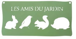 LOUIS MOULIN - Pancarte décorative en métal "les amis du jardin" - 25,5x12,5cm - vert pâle