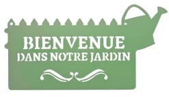 LOUIS MOULIN - Pancarte décorative en métal "bienvenue" - 31x16,5cm - vert pâle