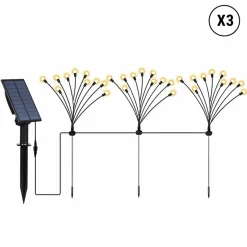LUMISKY - Lot de 9 torches solaires 90 boules lyra noir plastique h70cm