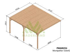 MADERLAND - Pergola adossée en bois montpellier 500 x 400 cm
