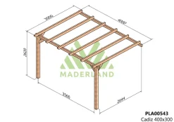 MADERLAND - Pergola en bois adossée - modèle cádiz - 400 x 300 cm