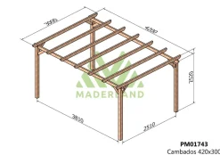 MADERLAND - Pergola en bois autoportante - modèle cambados - 420 x 300 cm