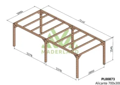 MADERLAND - Pergola en bois autoportante - modèle alicante - 700 x 300 cm