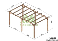 MADERLAND - Pergola en bois autoportante - modèle madrid - 510 x 300 cm
