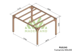MADERLAND - Pergola en bois autoportante - modèle fuengirola - 400 x 300 cm