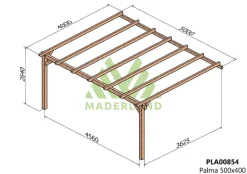 MADERLAND - Pergola en bois adossée - modèle palma - 500 x 400 cm