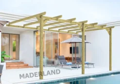 MADERLAND - Pergola en bois adossée - modèle oviedo - 420 x 420 cm