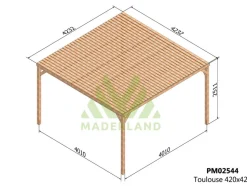 MADERLAND - Pergola en bois toulouse avec toit semi-ouvert 400 x 400 cm